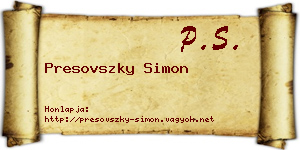 Presovszky Simon névjegykártya